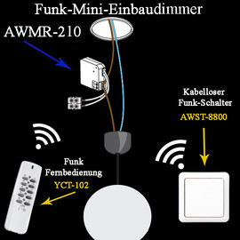 200W Mini Funk Einbaudimmer AWMR  210  Funk Dimmer Funkdimmer Elro ITL KlikAan