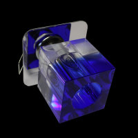 1 x Einbauleuchte Kristall Glas W&uuml;rfel BLAU - KLAR &Oslash; 50mm Einbaulampe Spot