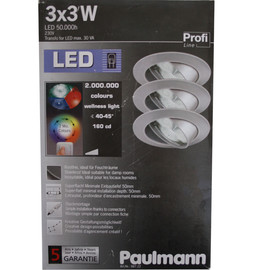 Paulmann Akzent LED-Einbauleuchten 3x3Watt 230/12V Wellness 987.22  chrom-matt