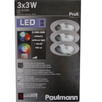 Paulmann Akzent LED Einbauleuchten-Set 3x3W Chrom matt...