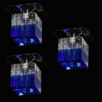 3er-Set Kristall Einbauleuchten blau Glas Einbaustrahler...