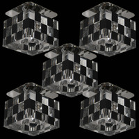 Einbauleuchten 5er-Set Würfel Glas Einbaustrahler Schwarz Quadrat 5x20W Halogen Strahler 13