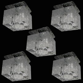Kristall W&uuml;rfeleinbauleuchten 5er-Set Glas Einbaustrahler Satin 5x20W Halogen 14