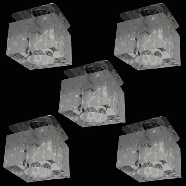 Kristall W&uuml;rfeleinbauleuchten 5er-Set Glas Einbaustrahler Satin Einbaulampen 14