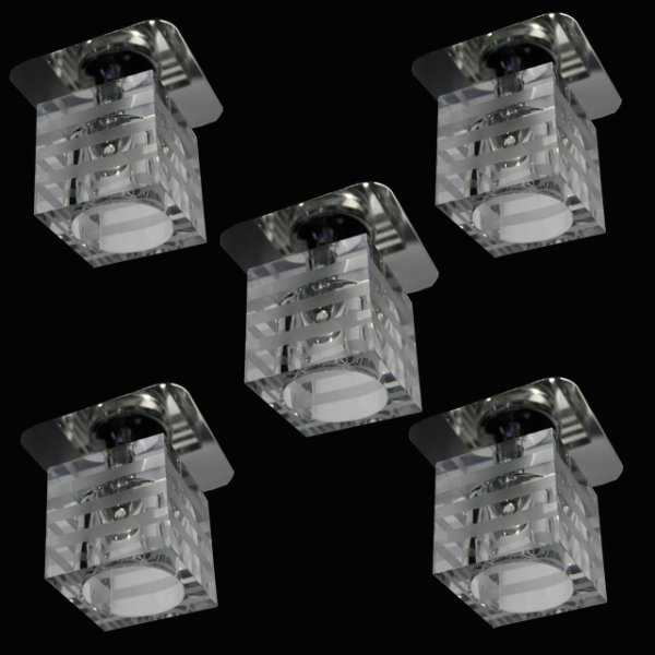 Würfel Einbauleuchten 5er-Set Glas Einbaustrahler Kristall Getönt  Einbaulampen 4