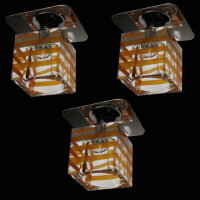 Kristalleinbauleuchten 3er-Set Orange Glas Würfel...