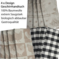 4 Design Deco Geschirrtücher 100% Baumwolle 65 x...