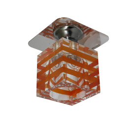 Kristall Spot Einbaustrahler Crystal Einbauleuchten Deckenleuchte KLAR-ORANGE Glas  G4 12V