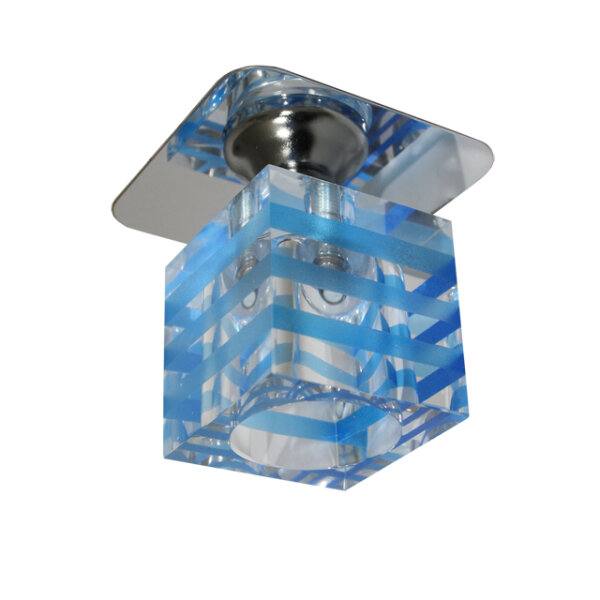 Kristall Glas Einbaustrahler Blau Klar Decken-Spot 12V inkl. G4 LED Leuchtmittel