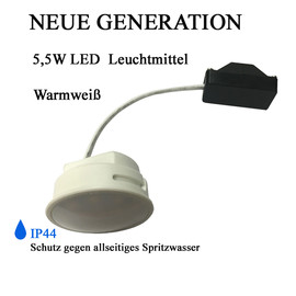230V LED 5,5 W extra flach geringe Einbautiefe Warmweiß IP44 Badezimmer Dusche Aussenbereich