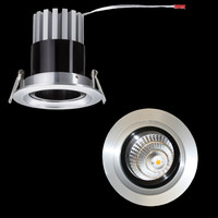 Design Power LED Einbauleuchten dimmbar 2x7W Ø 110mm Alu Einbauspots