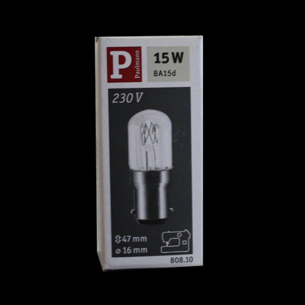 1 x 15W Birne Nähmaschine 47x16mm Glühbirne klar Glühlampe Steckbirne BA15d