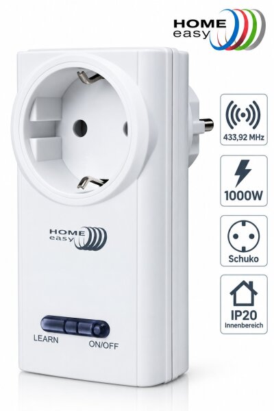 Home Easy HE874 Funksteckdose Weiß Schuko Zwischenstecker 1000W 433,92 MHz