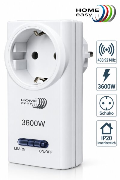 Home Easy HE877 Funksteckdose Schuko 3600W Weiß 433,92 MHz