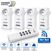 4x Home Easy HE877 Funksteckdose 3600W Weiß +...