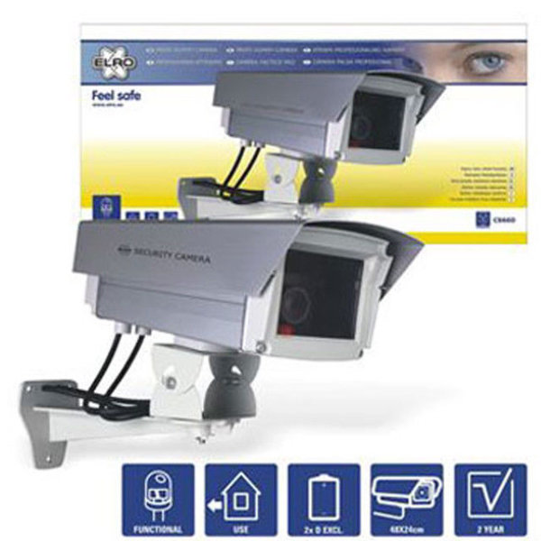 Realistische Profi Dummy Metall Alu Kamera Attrappe LED Blinklicht Wandhalterung