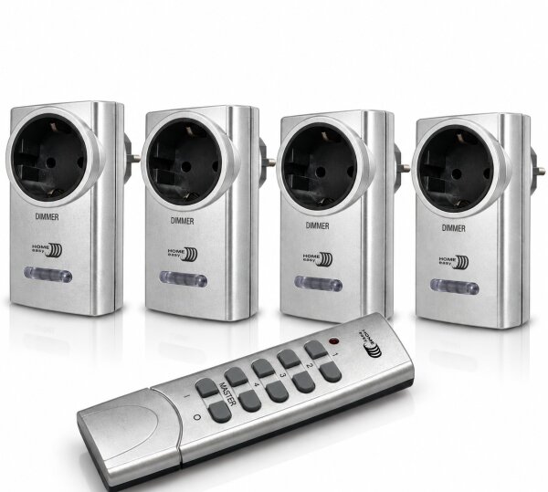 ELRO Home Easy HE878A Funk-Dimmer 4er Set 200W mit Fernbedienung Silber