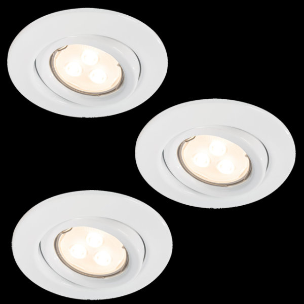 3er LED Einbauleuchten 3x3,5 W GU10 Wei&szlig; Einbaulampen Deckeneinbaulampen 110mm