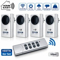 4x ELRO Home Easy HE877A Funk-Steckdose 3500W Silber +...