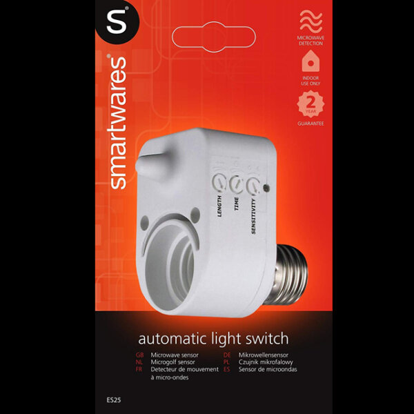 Mikrowellen Bewegungsmelder  ES25 Lampen 360° E27 Fassung 230V Bewegungssensor
