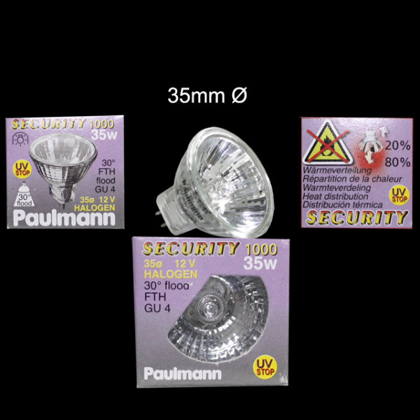 Paulmann 822.30 kleine mini Halogen Reflektor Birne 35mm &Oslash; 35W Security 12V GU4