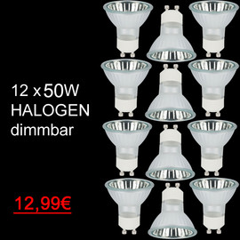 12 x Halogen Reflektor Lampe Birne 50W GU10 230V warmweiß dimmbar Halogenbirne