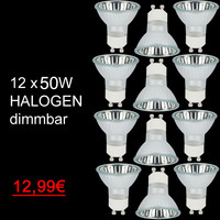 12 x Halogen Reflektor Lampe Birne 50W GU10 230V...