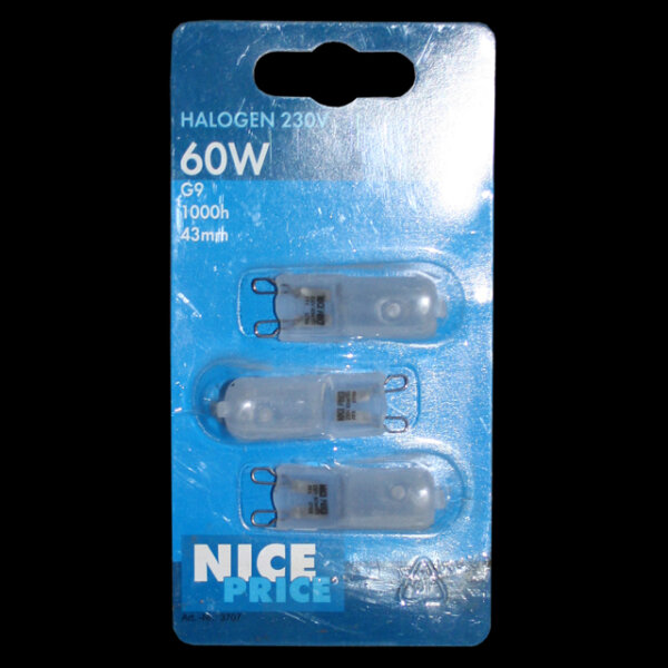 3er Set Nice Price 3707 Halogenbirne 60W matt 230V Halogen Birne Stiftsockel G9