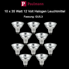 Paulmann GU5,3 Leuchtmittel Halogen Birne Spot dimmbar 35 Watt 10 St&uuml;ck MR16 12V