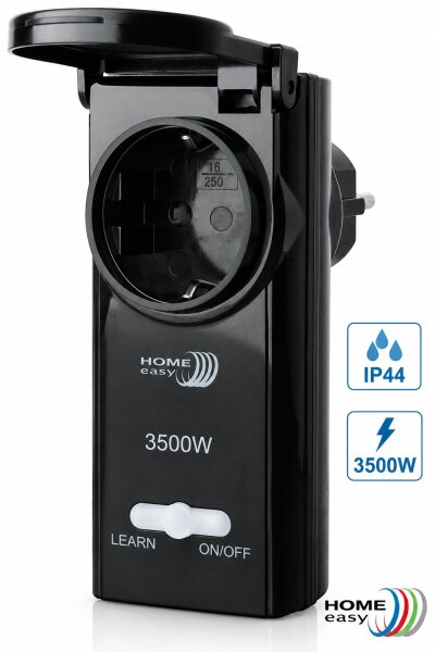 Home Easy HE867 Funk-Außensteckdose Outdoor IP44 3500W 433,92 MHz Schwarz