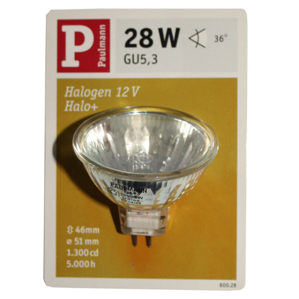 Paulmann 800.28 Halogen Reflektor Halo+ 28W 36&deg; warmwei&szlig; 51mm GU5.3  Cool Beam