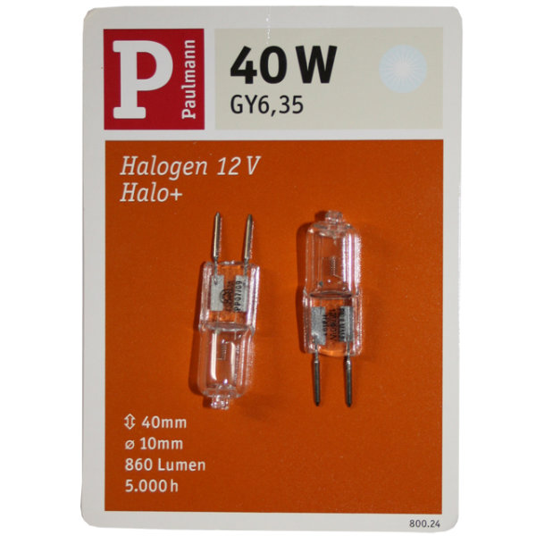 Paulmann 40W Doppelpack GY6,35 Halogen Stiftsockel 12V bi Pin  Birne Steckbirne