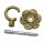 Deckenhaken Seilendhaken Haken Wandhaken Messing poliert Rosette 35mm alt