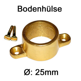 Bodenh&uuml;lse 25mm / 30mm ALU GOLD Rohrhalter Schrank Rohr Halter Schrankrohrlager