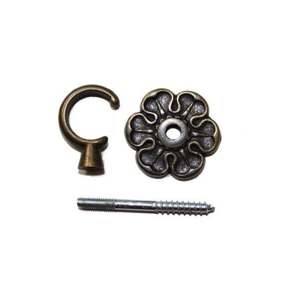 Deckenhaken Haken Wandhaken Messing Rosette 35mm alt
