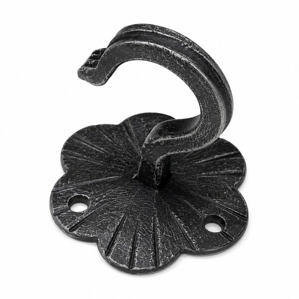 Seilendhaken Deckenhaken Schwarz Rosette 55mm Ø Eisenhaken Wandhaken Haken