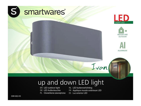 LED Fassadenleuchte Alu Up / Down Hauswandbeleuchtung Au&szlig;en IP44 Haus Wandlampe