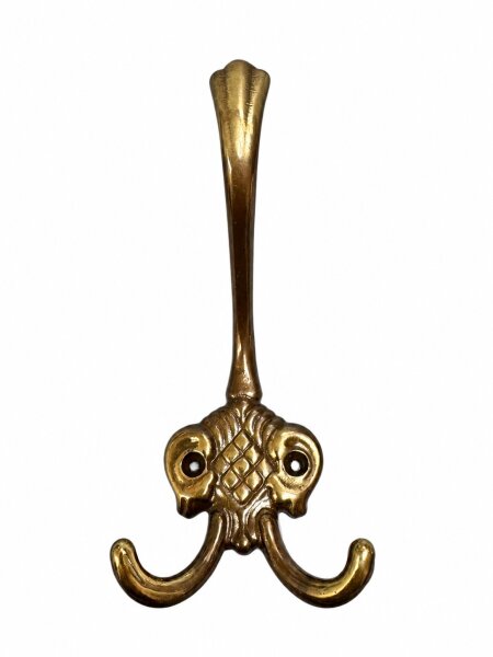 METAFRANC Jugendstil Garderobenhaken Messing poliert 150 x 75 mm Huthaken 3-fach
