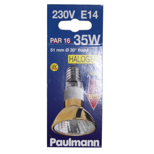 RARIT&Auml;T Paulmann 208.03 Halogen Reflektor 230V Birne GOLD  35W E14 PAR16 Spot 30&deg; flood dimmbar