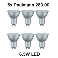 6 x Paulmann 283.00 LED Reflektor 6,5W GU10 230V WARMWEI&szlig; Einbaulampen