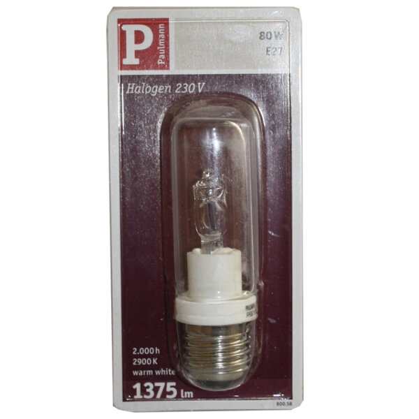 RARITÄT Paulmann Eco Halogen Röhre JDD 80W E27 klar 230V warmweiß dimmbar