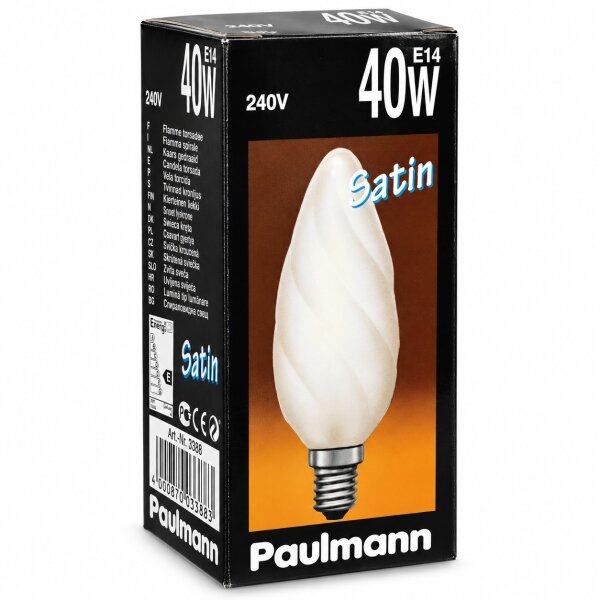 Paulmann 453.40 Riesenkerzenlampe gedreht 40W E14 Satin 125x41 mm RARITÄT