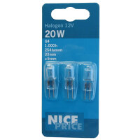 3 x Halogen mini Stiftsockellampe 20W G4 klar...