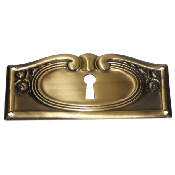 Metafranc Schlüsselschild Schlossblende 60x30mm Messing brüniert Möbelschild 1-548G-MB