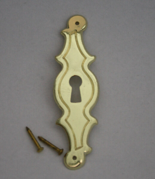 Schlossblende Möbelschild Schlüsselblende vermessigt 25mm x 85mm Gold