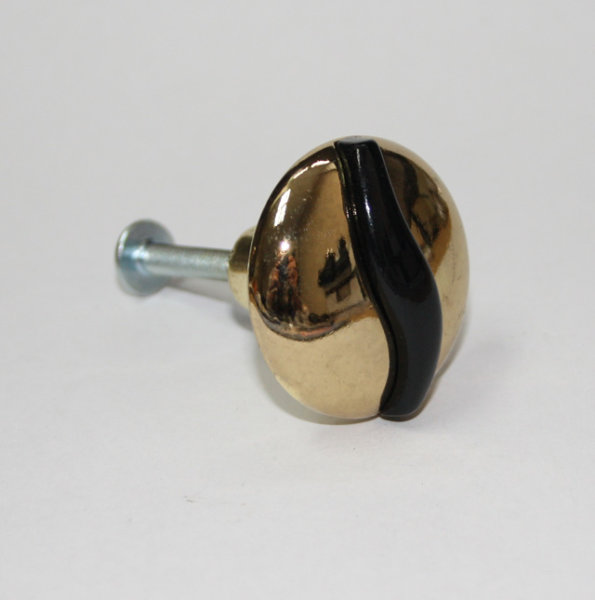 Möbelknopf  Schwarz / vermessingt Ø 32mm Spritzguss Höhe 28mm