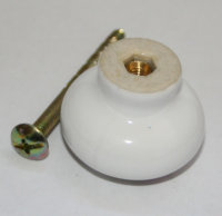 Porzellan Möbelknopf 32mm Ø Blumen Weiß...
