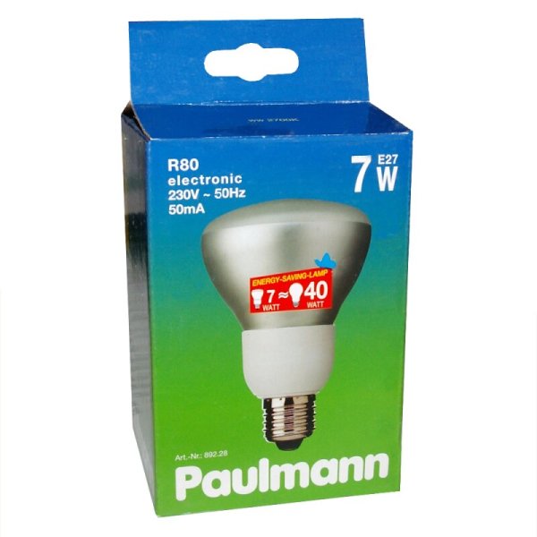 Paulmann Energiesparlampe Reflektor R80 7W E27 110° warmweiß 2700K Sparlampe