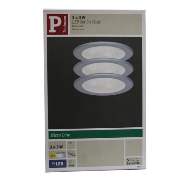 Paulmann 935.44 LED Möbel Einbauleuchten Set 3x3W Chrom matt - RAR