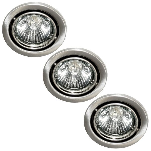 3 x 50W Einbaustrahler  schwenkbar Eisen gebürstet dimmbar 230V Halogen